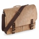 School or college vintage canvas satchel style bag, pockets, shoulder strap