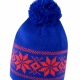 School knitted Fair Isles hat, traditional pattern, ear protection, pompom