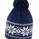School knitted Fair Isles hat, traditional pattern, ear protection, pompom