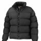 Down feel jacket, polyester insulation, water repellant, micro peach outer