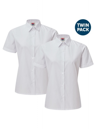 School Blouse Short Sleeve Twin Pack White