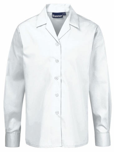 School Blouse Regular Fit Long Sleeve Revere Collar Twin Pack 3 Colours