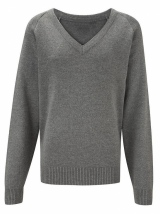 Knitted Grey V-neck Pullover
