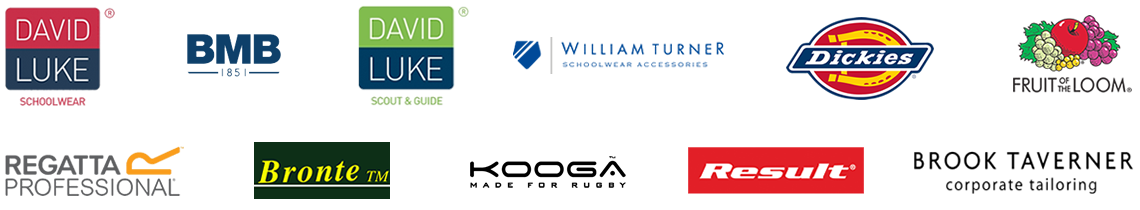 Brands that we stock including David Luke, Dickies, William Turner, Kooga and more...